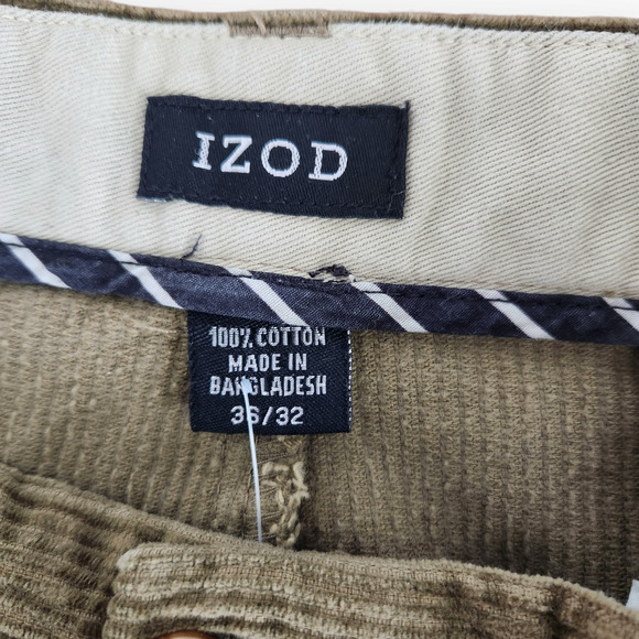 Vintage Izod Brown Corduroy Pleated Straight Leg Trousers Pants 36 - Picture 8 of 9